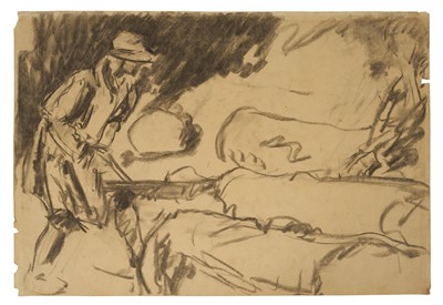 Lot Harry Becker (1865-1928) charcoal, Study of a Woodcutter, 34 x 53cm, unframed
