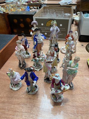 Lot 5031 - Group of continental porcelain figures, including Dresden and others