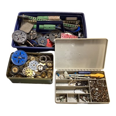 Lot 5148 - Two boxes of vintage Meccano to include screws, parts and tools