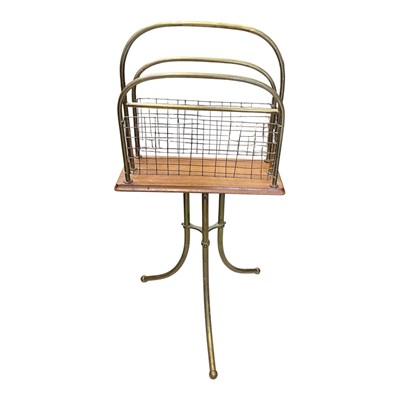 Lot 5303 - Victorian oak and brass revolving magazine rack