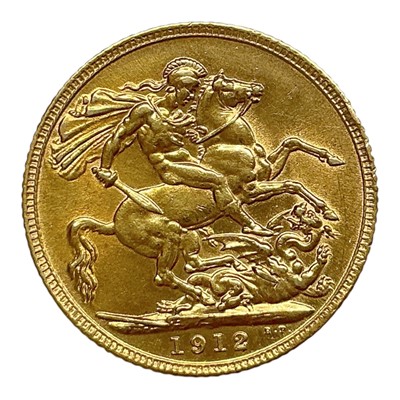 Lot 479 - G.B. - Gold Sovereign George V 1912 (N.B. Reverse edge bruises) otherwise AEF (1 coin)