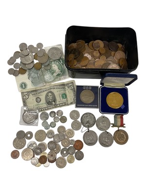 Lot 480 - World - Mixed coinage & medallions to include G.B. Victoria JH silver Crown 1890 VG & other issues (Qty)