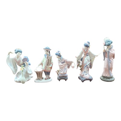 Lot 2227 - Five Lladro porcelain figures including Mirror, Mirror (one is boxed)