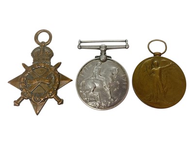 Lot 756 - First World War 1914 - 15 Star trio comprising 1914 - 15 Star named to 18800 L. CPL. A. E. Whatling. Suff. R. together with War and Victory medals named to 18800 PTE. A. E. Whatling. Suff. R.