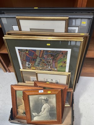 Lot 5100 - Collection of antique and modern prints to include a 19th century coloured etching titled 'The Serpent Among the Roses' after Cazenove and Fournier, contemporary monochrome print of Laurel and Ha...