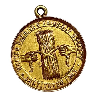 Lot 475 - G.B. - A 19th century 15ct gold medallion presented by The United Patriots Friendly Society 'For interest taken in the Society'