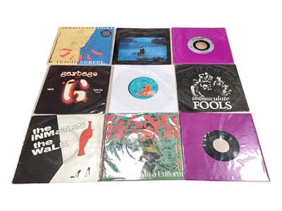 Lot 2757 - 100 plus 45s including Thieves, Immaculate Fools, Inmates, Garbage, Gang of Four, Furniture, Ispiral Carpets, Killing Joke, INXS (over 20), James and Joe Jackson, etc. Vinyl appears most...