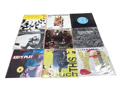 Lot 2759 - 100 45s including Grandmaster Flash, E-Zee Possee, Gloworm, Simon Harris, Goldie, Hammer, General Levy, Full Force, Tippa Irie, Mark Fisher and Everyday People, etc. Vinyl appears mostl...