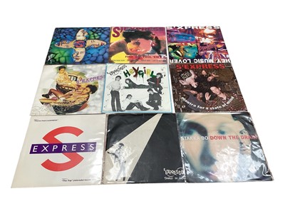 Lot 2764 - 150 45s including Expressos, Stakka Bo, Gloria Estafan, Energy Orchard, Elevation, S'Express, The Exchange, Fiction Factory, Lisa Stansfield and The EscapeClub, etc. Vinyl appears mostl...