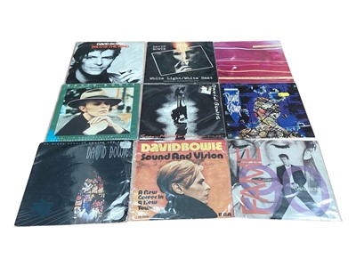 Lot 2765 - Approx 170 45s including David Bowie (50 pus), David Essex (50 plus), Leo Sayer, Peter Gabriel and Bryan Ferry. Vinyl appears mostly Ex and is poly sealed.