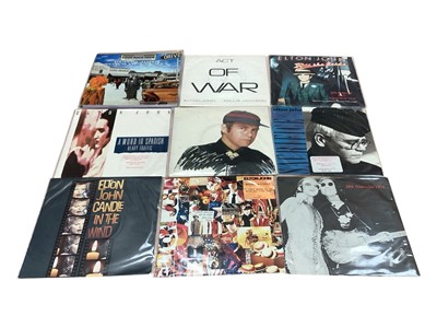 Lot 2767 - Extensive collection of 150 45s by Elton John, includes Goffen rejected test pressing, Limited Editions and duets, etc. Vinyl appears mostly Ex or is poly sealed.