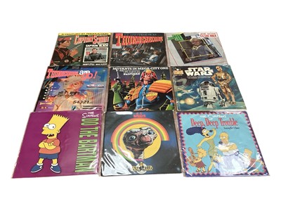 Lot 2768 - 160 plus 45s including Thunderbirds are Go, Star Wars, Simpsons, E.T., Walt Disney (30 plus), Emmanuelle, Peter Sellers, Fireman Sam, The Prisoner, Goons, sports themed and novelty/come...
