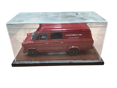 Lot 1895 - Premium Classixxs 1:18 scale Ford Transit Mk1 red Porche Racing Service model, with Perspex display case (1)