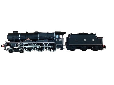 Lot 1899 - Airfix OO Gauge LMS lined black Royal Scot class Royal Scots Fusiliers tender locomotive 6103, plus boxed and loose carriages & rolling stock (1 box)