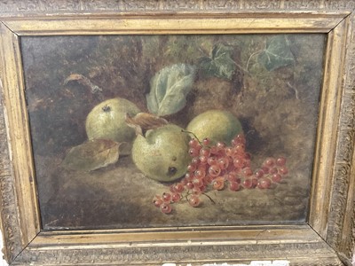 Lot 5032 - 19th century English School oil on board - Still life of fruit, 17 x 24cm, gilt frame
