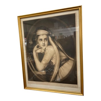 Lot 5033 - Emil Wehrschmidt mezzotint after George Romney, Emma, Lady Hamilton, 53 x 44cm, glazed frame, together with group of mezzotints and prints after 18th century subjects, all framed