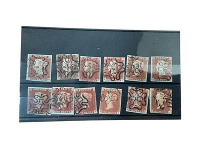 Lot 1158 - 1841 penny reds with number in Maltese Cross