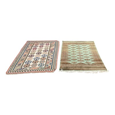 Lot 5201 - Kilim rug measuring 202cm long x 135cm wide together with another rug measuring 188cm long x 125cm wide