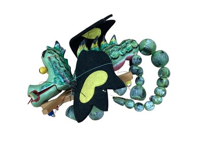 Lot 1904 - Vintage Pelham Puppets including Mother Dragon, Caterpillar, Poodle, Black & White cat & Little Red Riding Hood, unboxed (5)