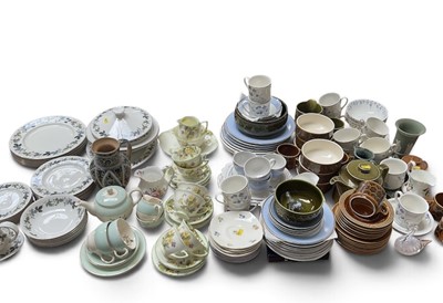 Lot 5040 - 1930s Art Deco 'April' pattern tea set - 21 pieces, Victorian Doulton Lambeth jug, Royal Doulton Burgundy dinner service, Hornsea and other china