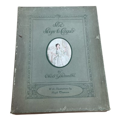 Lot 1354 - She Stoops to Conquer by Oliver Goldsmith. Illustrated by Hugh Thompson, in a fine decorative binding and original box case