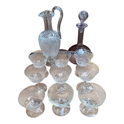 Lot 5067 - Group of Victorian etched glasses together with a cut glass decanter etc