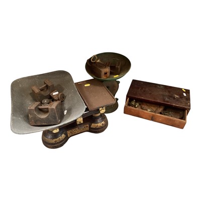 Lot 5115 - Group of assorted scales and weights and a typewriter.
