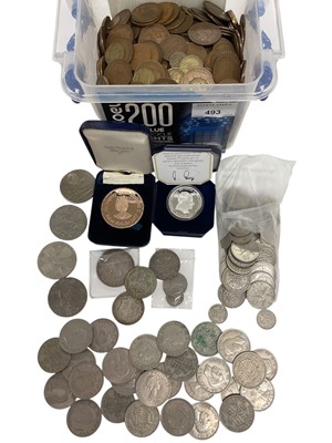 Lot 493 - G.B. - Mixed coinage to include George VI 1937 Crown VF, a small quantity of pre 1947 silver & other issues (Qty)