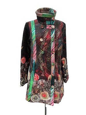 Lot 2593 - Ladies' designer coat by Desigual with picture button, size 46.