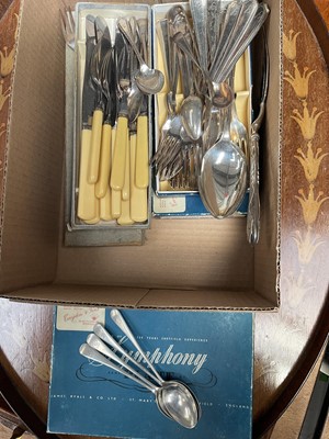 Lot 5055 - Four silver teaspoons and sundry silver plated cutlery