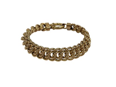 Lot 210 - 9ct gold fancy curb link bracelet with oversized clasp (Sheffield 1998), 21cm long