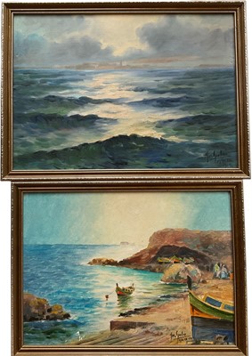 Lot 76 - Joseph Galea, two works, Malta, from the Sea, 24cm x 35cm and A Maltese view, framed