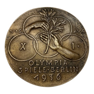 Lot 671 - Germany - A very large bronze medallion commemorating The Berlin Olympics & celebrating The Lighting of The Olympic Flame 1-16 Aug 1936 by K. Goetz (Dia: 139mm) (1 medallion)