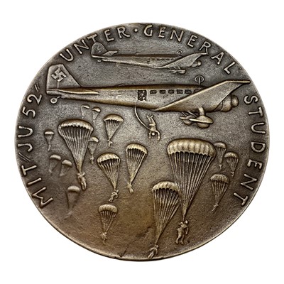 Lot 679 - Germany - A large bronze medallion commemorating The Invasion of Crete by Germany
