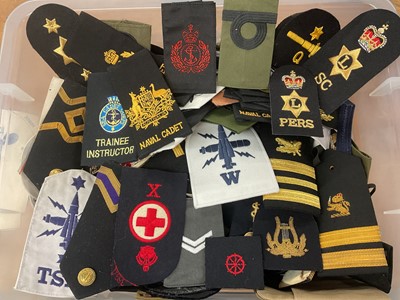 Lot 753 - Large collection of assorted mainly Royal Navy and other cloth badges, (1 box).