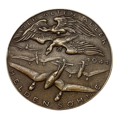Lot 694 - Germany - A medallion commemorating The Heroic Sons of Old Eagles - The 30th Anniversary of The Luftwaffe 1941 by K. Goetz (Dia: 59mm) (1 medallion)