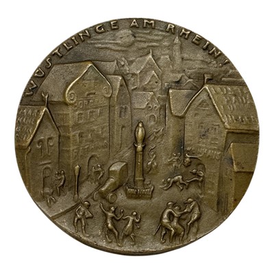 Lot 590 - Germany - A bronze satirical medallion criticising The French Occupation of The Rhineland 'Code Napoleon' 1920 by K. Goetz (Dia: 59mm) (1 medallion)