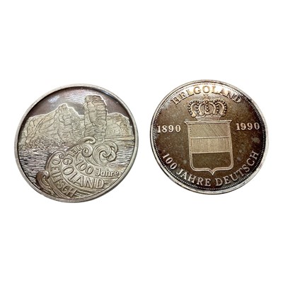 Lot 594 - German - Helgoland .999 silver commemorative medallions 1990 x 2, (Dia: 40mm) (2 medallions)