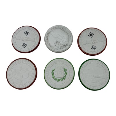 Lot 577 - Germany - Meissen table medallions, white porcelain some with painted decoration