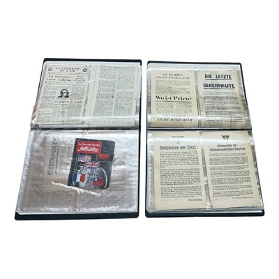 Lot 774 - Two albums containing an interesting collection of original Second World War RAF propaganda leaflets dropped on Germany and Europe during bombing raids.