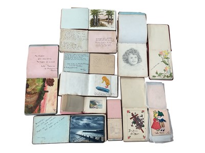 Lot 1100 - Selection of mostly Edwardian autograph and sketch albums containing watercolours 'ditties' & other rhymes (Qty)