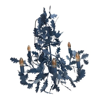 Lot 5164 - Painted metal chandelier with oak leaf decoration, six lights