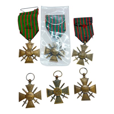 Lot 794 - Group of six First World War French Croix De Guerre medals- x6 1914 - 1918 reverse, (6).