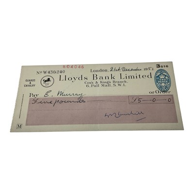 Lot 1154 - Lloyds Bank Cheque, signed by Winston Churchill, made out to E Murray for £5. Provenance: See lots 1153