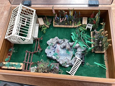 Lot 1952 - Doll House garden diorama and other miniature furniture and book ends (3 boxes)