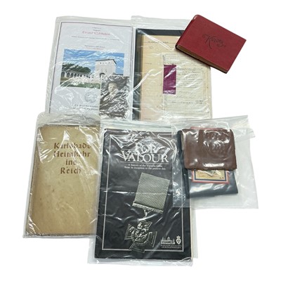 Lot 805 - Good collection of First and Second World War military related ephemera to include printed research and period items related to casualties and other items, (1 box).