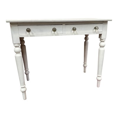 Lot 5363 - Victorian painted pine side table, two drawers and turned legs