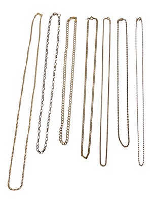 Lot 245 - Seven various 9ct gold chains