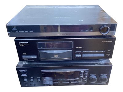 Lot 2725 - Pioneer PD-S801 CD player, together with a Kenwood KR-V6080 audio-video surround receiver and Harman/Kardon TU 980 tuner (3)