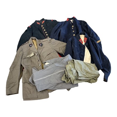 Lot 811 - Group of French military uniform to include infantry tunics and trousers, (1 box).